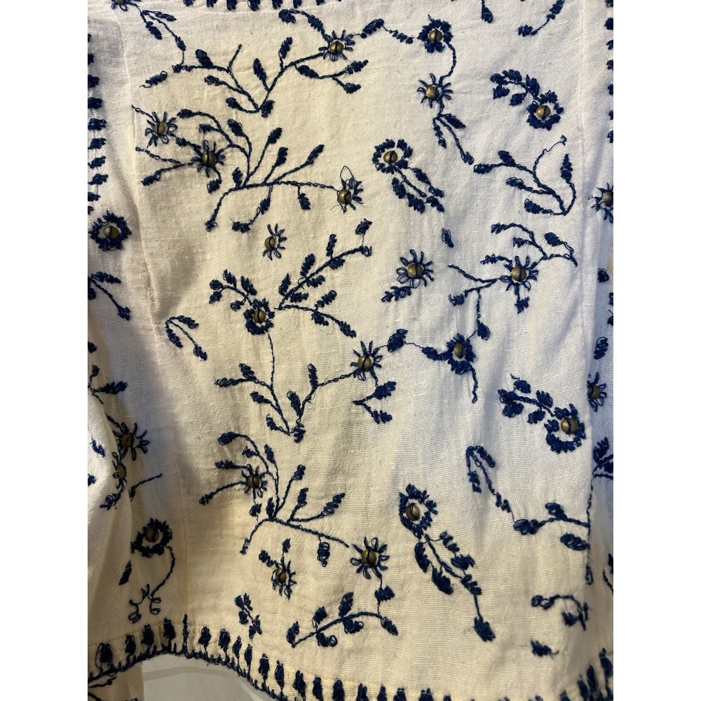 Free People VNeck Bell Sleeve Embroidered Top Tunic boho Festival Fairy Hippie M - Picture 8 of 10